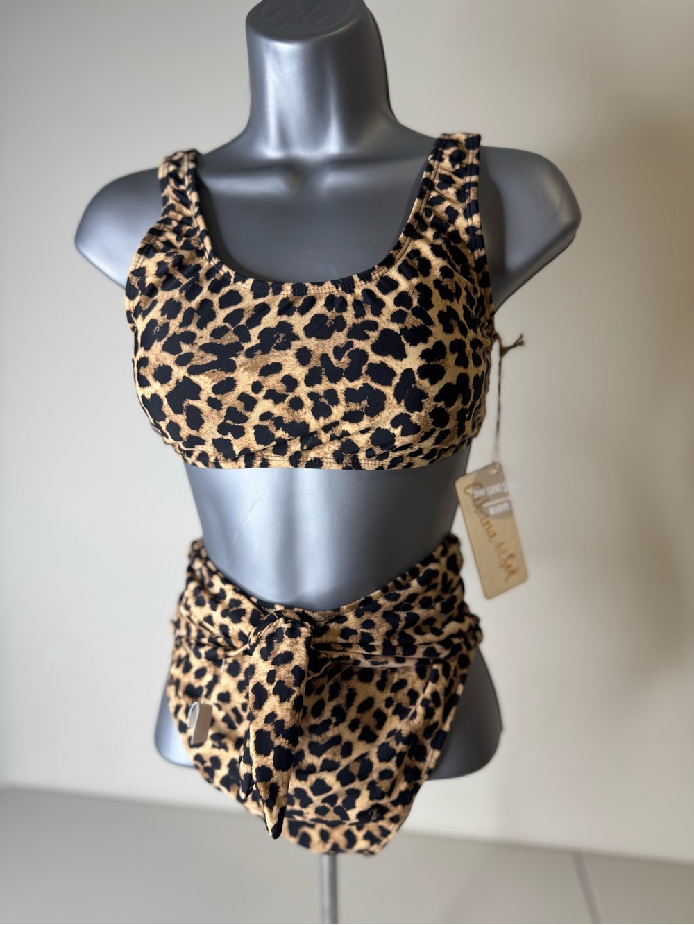 NWT Cabaña del Sol High-Waisted Leopard Bikini Set
